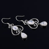 Moonstone Cabochon Earrings silver