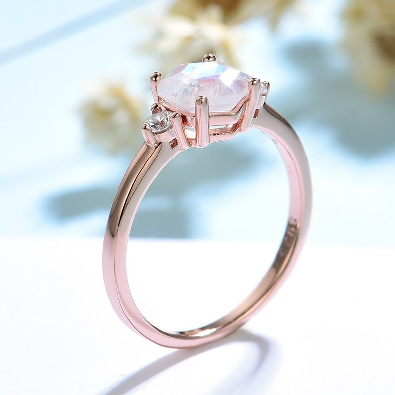Moonstone Engagement Ring Rose Gold - Main Image