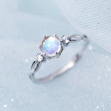 Moonstone Engagement Ring White Gold plated