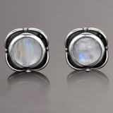 Tiny Moonstone Earrings rainbow