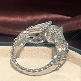 Vintage Rainbow Moonstone Ring silver