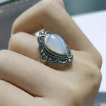 Blue Moonstone Ring Silver finger