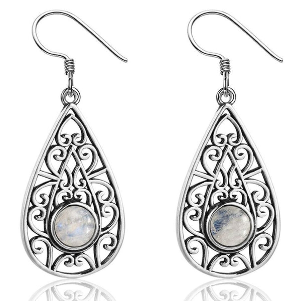 ABE# hot Moonstone & Sterling 925 Silver Dangle Earrings