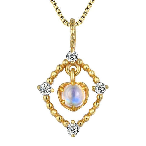 6MM Heart Shaped Genuine Moonstone Gemstone Love Pendant Necklace, 925 –  SHINE JEWEL