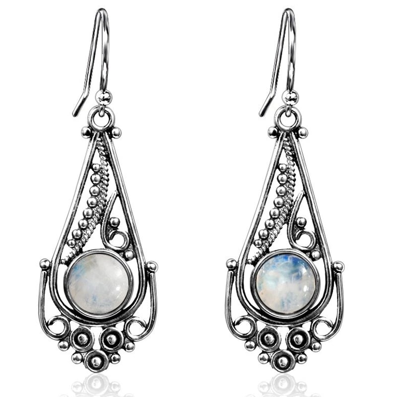 Rainbow Moonstone Earrings Diamond -shape Antiqued Sterling Silver Rainbow Moonstone Earrings Diamond -shape Antiqued Sterling Silver