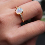 Moonstone Engagement Ring Set in Gold