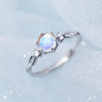 Moonstone Engagement Ring White Gold plated