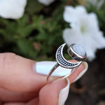 Moonstone Ring Crescent Moon for her