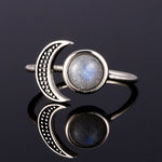 Moonstone Ring Crescent Moon silver