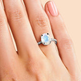 Moonstone Ring with Diamonds Silver