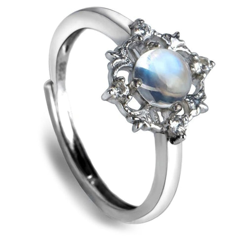 White Gold Moonstone Engagement Ring Bridal Set Twist Infinity Solitaire  Diamond Half Eternity Women Promise Anniversary 2Pcs - Yahoo Shopping