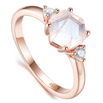 real Moonstone Engagement Ring Rose Gold